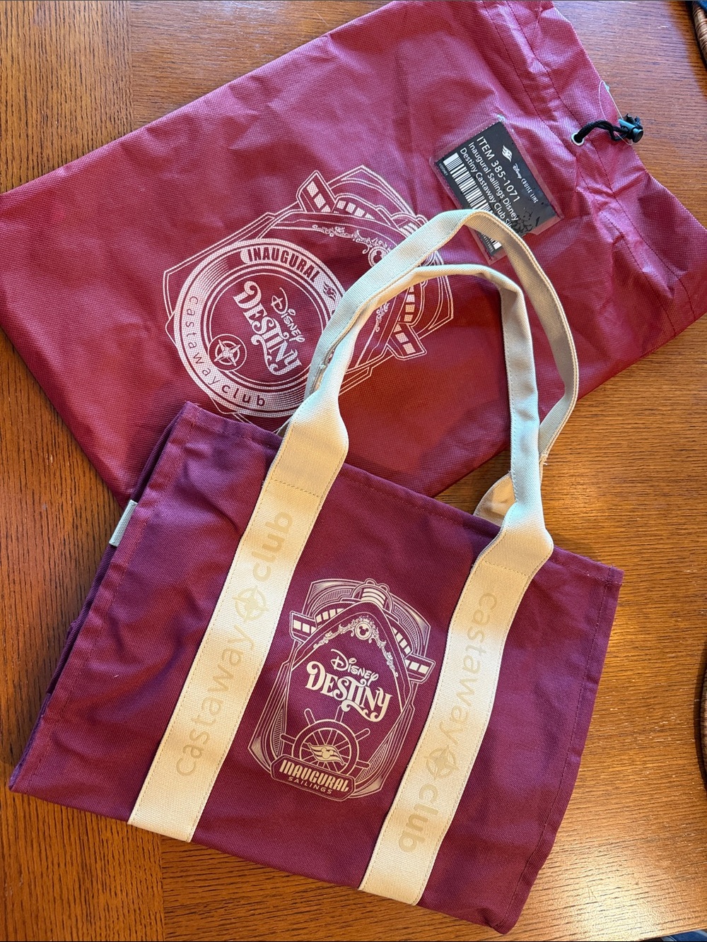 Disney Maroon Tote Bag with Cream Straps - Destiny Castaway Club